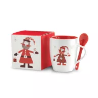   Cana cu lingurita cu design de Craciun, Everestus, 20IAN2558, Multicolor, Ceramica