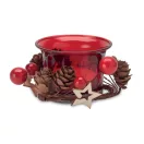 Suport lumanare cu design de Craciun, 2401E16037, Everestus, 6x4 cm, Sticla, Rosu