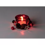   Suport lumanare cu design de Craciun, 2401E16037, Everestus, 6x4 cm, Sticla, Rosu