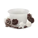 Suport lumanare cu design de Craciun, 2401E16038, Everestus, 6x4 cm, Sticla, Alb
