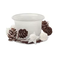   Suport lumanare cu design de Craciun, 2401E16038, Everestus, 6x4 cm, Sticla, Alb