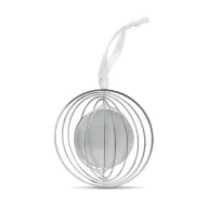   Decoratie rotunda cu panglica, 2401E15505, Everestus, 8.9xØ8x0.05 cm, Metal, Argintiu
