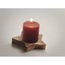 Lumanare cu baza in forma de stea, 2410E22160, Everestus, 10 x 9.5 x 6.8 cm, Lemn, Rosu