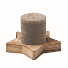   Lumanare cu baza in forma de stea, 2410E22159, Everestus, 10 x 9.5 x 6.8 cm, Lemn, Gri