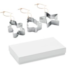   Set 3 forme pentru prajituri, 2401E15913, Everestus, 10x6.7x2.3 cm, Metal, Argintiu mat