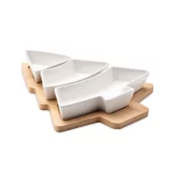   Tava de servit in forma de brad, Everestus, 18SEP4321, 30x26.4x4.7 cm, Bambus, Ceramica, Alb