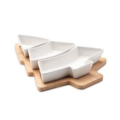   Tava de servit in forma de brad, Everestus, 18SEP4321, 30x26.4x4.7 cm, Bambus, Ceramica, Alb