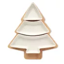 Tava de servit in forma de brad, Everestus, 18SEP4321, 30x26.4x4.7 cm, Bambus, Ceramica, Alb