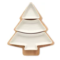   Tava de servit in forma de brad, Everestus, 18SEP4321, 30x26.4x4.7 cm, Bambus, Ceramica, Alb