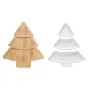 Tava de servit in forma de brad, Everestus, 18SEP4321, 30x26.4x4.7 cm, Bambus, Ceramica, Alb