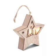   Stea cu lumina in interior, 2401E15926, Everestus, 10.6x10.6x2.5 cm, Lemn, Natur