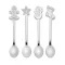 Set 4 lingurite de ceai cu design de Craciun, 2401E15900, Everestus, 15x15x2.5 cm, Otel, Argintiu mat