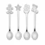 Set 4 lingurite de ceai cu design de Craciun, 2401E15900, Everestus, 15x15x2.5 cm, Otel, Argintiu mat