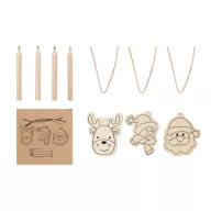   Set 3 ornamente de Craciun, 2401E15910, Everestus, 9x9 cm, Lemn, Natur