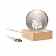   Ornament de Craciun si lumina led, 2410E25407, Everestus, 6.1 x 6 x 7.5 cm, Lemn, Natur