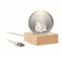   Ornament de Craciun si lumina led, 2410E25407, Everestus, 6.1 x 6 x 7.5 cm, Lemn, Natur