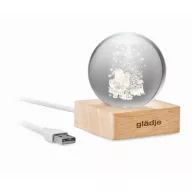   Ornament de Craciun si lumina led, 2410E25407, Everestus, 6.1 x 6 x 7.5 cm, Lemn, Natur