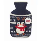 Sticla de apa calda cu tricou si design de Craciun, 250 ml, 2410E23674, Everestus, 22.5 x 12 x 5 cm, Acril, Albastru marin francez
