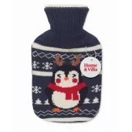   Sticla de apa calda cu tricou si design de Craciun, 250 ml, 2410E23674, Everestus, 22.5 x 12 x 5 cm, Acril, Albastru marin francez