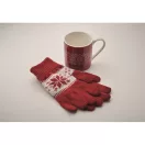 Set cana 300 ml si manusi tricotate cu design de Craciun, 2410E25635, Everestus, 12.2 x 9.2 x 9.8 cm, Ceramica, Rosu