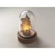   Ornament Craciun cu led, 2509E15657, Everestus, 6.9x6.9x10.5 cm, MDF, Natur
