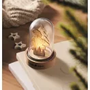 Ornament Craciun cu led, 2509E15657, Everestus, 6.9x6.9x10.5 cm, MDF, Natur