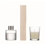   Set difuzor si lumanare vanilie, Everestus, 2610E17942, 5x6.2 cm, Sticla, Bej