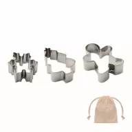   Set 3 forme de prajituri, Everestus, 2610E18900, 12.5x16x2.5 cm, Otel inoxidabil, Bej