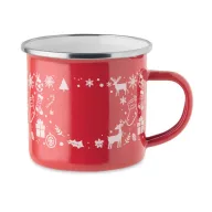   Cana emailata de Craciun, Everestus, 2610E19410, 300 ml, 11.3x8.7 cm, Fier, Rosu