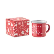   Cana emailata de Craciun, Everestus, 2610E19410, 300 ml, 11.3x8.7 cm, Fier, Rosu