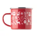 Cana emailata de Craciun, Everestus, 2610E19410, 300 ml, 11.3x8.7 cm, Fier, Rosu