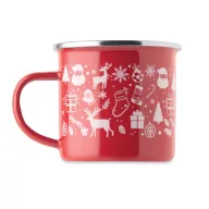   Cana emailata de Craciun, Everestus, 2610E19410, 300 ml, 11.3x8.7 cm, Fier, Rosu