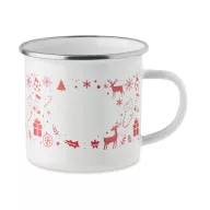   Cana emailata de Craciun, Everestus, 2610E19409, 300 ml, 11.3x8.7 cm, Fier, Alb