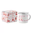 Cana emailata de Craciun, Everestus, 2610E19409, 300 ml, 11.3x8.7 cm, Fier, Alb