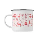 Cana emailata de Craciun, Everestus, 2610E19409, 300 ml, 11.3x8.7 cm, Fier, Alb