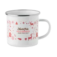   Cana emailata de Craciun, Everestus, 2610E19409, 300 ml, 11.3x8.7 cm, Fier, Alb