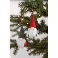   Decoratiune brad in forma de spiridus, Everestus, 2610E17467, 5x13 cm, Poliester, Bumbac, Gri