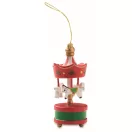Ornament decorativ de Craciun, Everestus, 2610E17474, 3.3x8 cm, Lemn, Rosu
