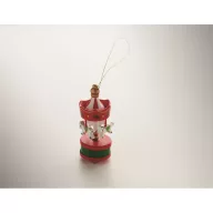   Ornament decorativ de Craciun, Everestus, 2610E17474, 3.3x8 cm, Lemn, Rosu