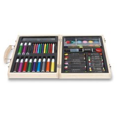   Set de desenat pentru artisti, 66 piese, Everestus, PA01, lemn, natur