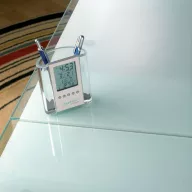   Suport pixuri cu calendar, ceas si termometru, transparent, Everestus, SAB04, acril