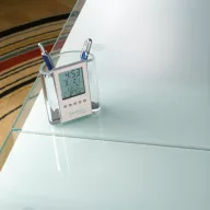   Suport pixuri cu calendar, ceas si termometru, transparent, Everestus, SAB04, acril