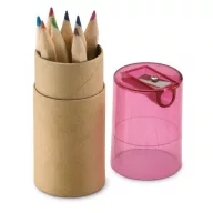12 creioane colorate in tub, Wood, transparent red