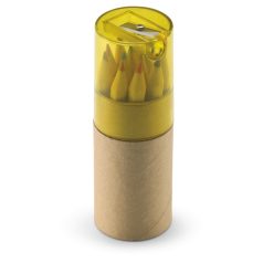 12 creioane colorate in tub, Wood, transparent yellow