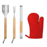   Sort, ustensile si manusa Barbeque, poliester, Everestus, UG6, negru