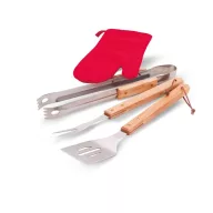   Sort, ustensile si manusa Barbeque, poliester, Everestus, UG6, negru