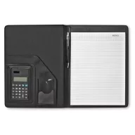   Mapa A4 cu calculator solar si pix inclus, Everestus, MC4, piele ecologica, negru