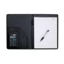 Mapa A4 cu calculator solar si pix inclus, Everestus, MC4, piele ecologica, negru