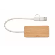   Hub usb cu 3 porturi, 2401E15568, Everestus, 87x40x15 cm, Bambus, Natur