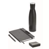  Set cadou lux 3 piese, cu termos 500 ml, agenda si pix, 2401E15897, Everestus, 30x8x28 cm, Otel, Hartie, Negru